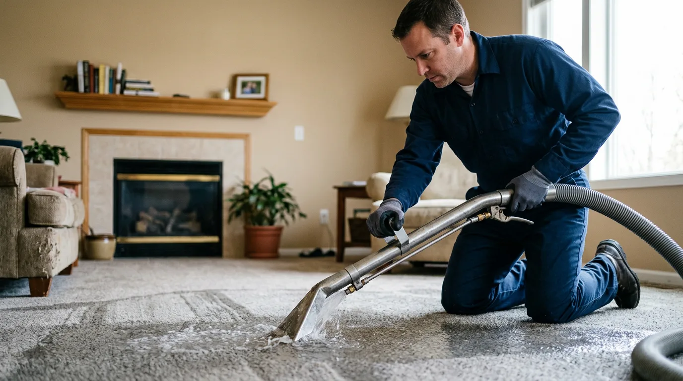 Water damage restoration technician working near Santa Maria, TX